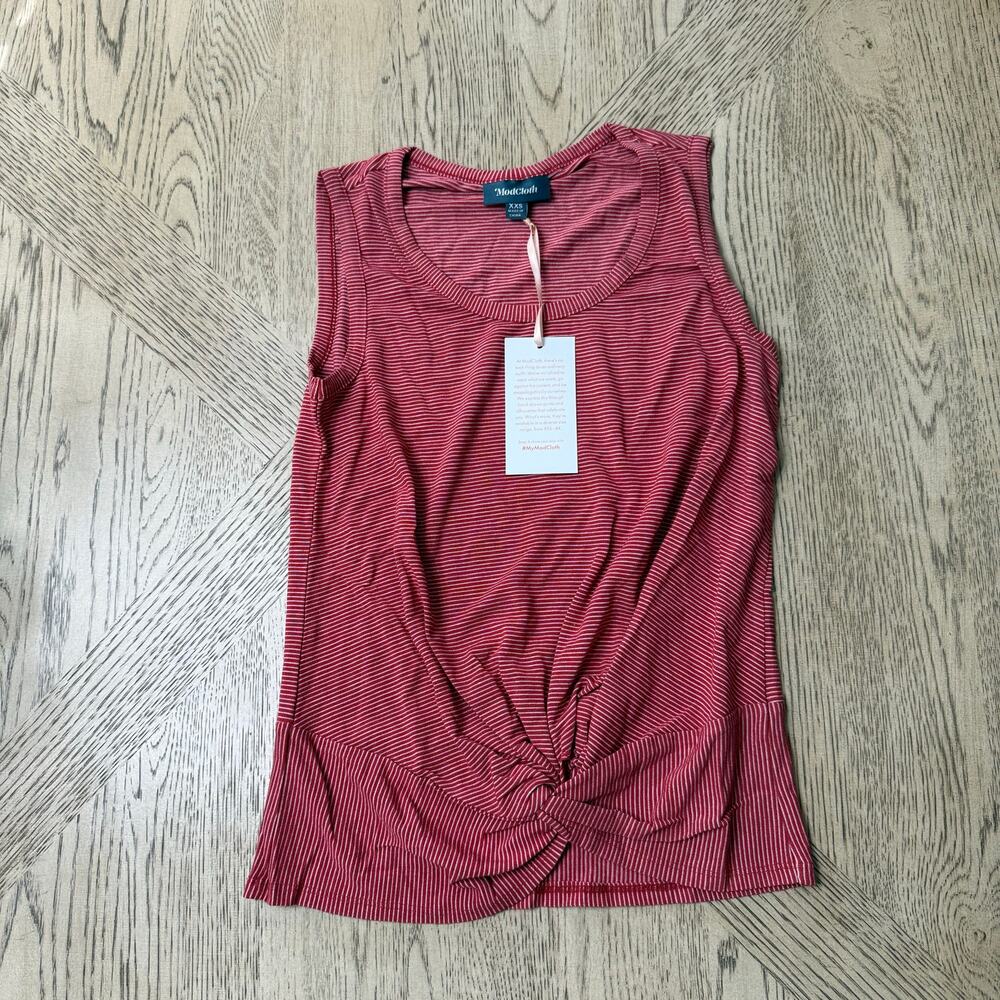 ModCloth Striped Knotted Moxie Tank Top‎ XXS NWT